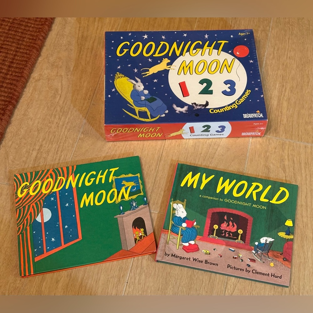 NWT Good Night Moon Game & preowned Good Night Moon & My World Books